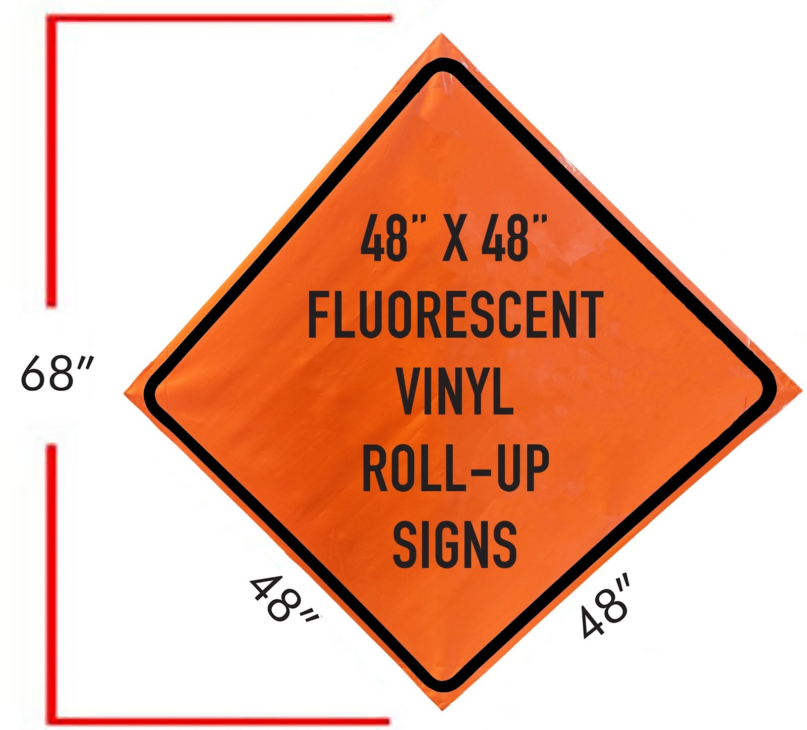OrangeGear® 48&Prime; x 48&Prime; Custom Non-Reflective Vinyl Traffic Sign & Cross Ribs