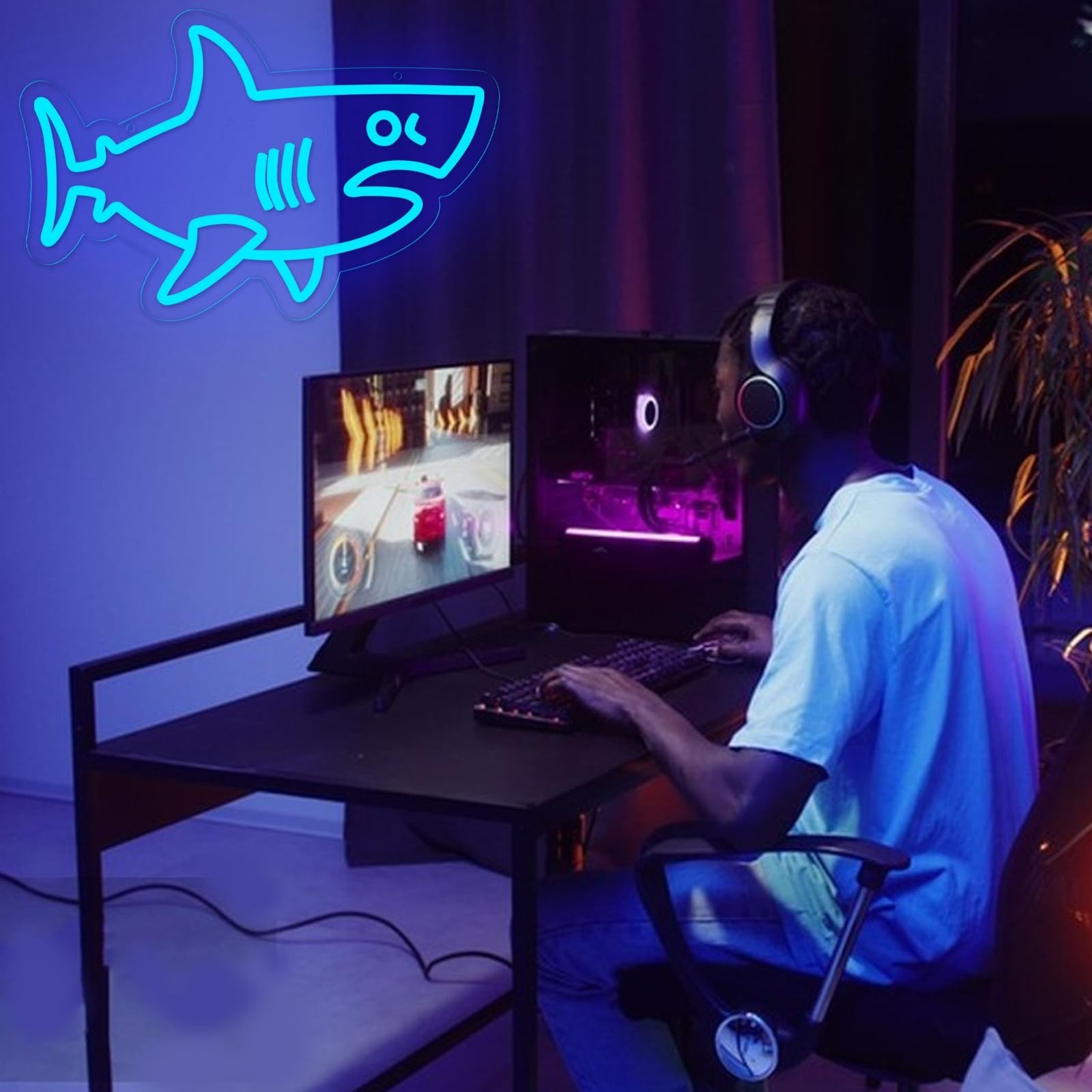 Balanar Shark Neon Signs for Wall Decor,Dimmable USB Powered LED Shark Light …