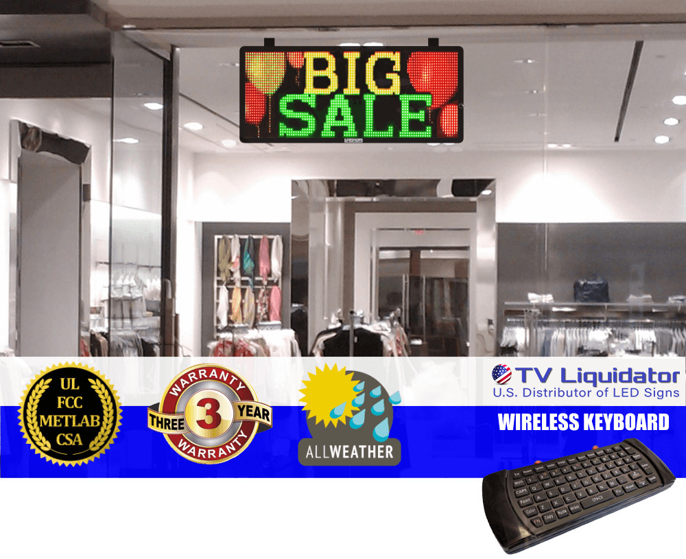 The Best 31&Prime; x 13&Prime; Programmable LED Signs by TV LIQUIDATOR ~ UL, MET, CSA, FCC
