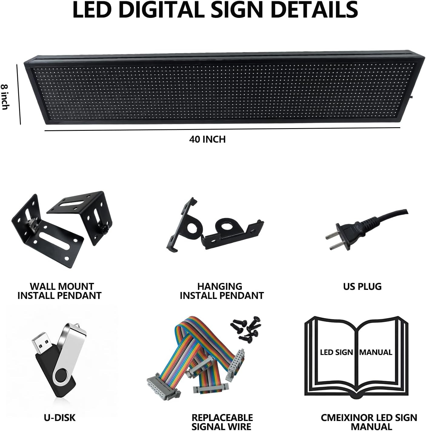 Wifi Programmable LED Sign 40&Prime; X 8&Prime;, Outdoor P10 Store Sign | IP65 Waterproof, 4