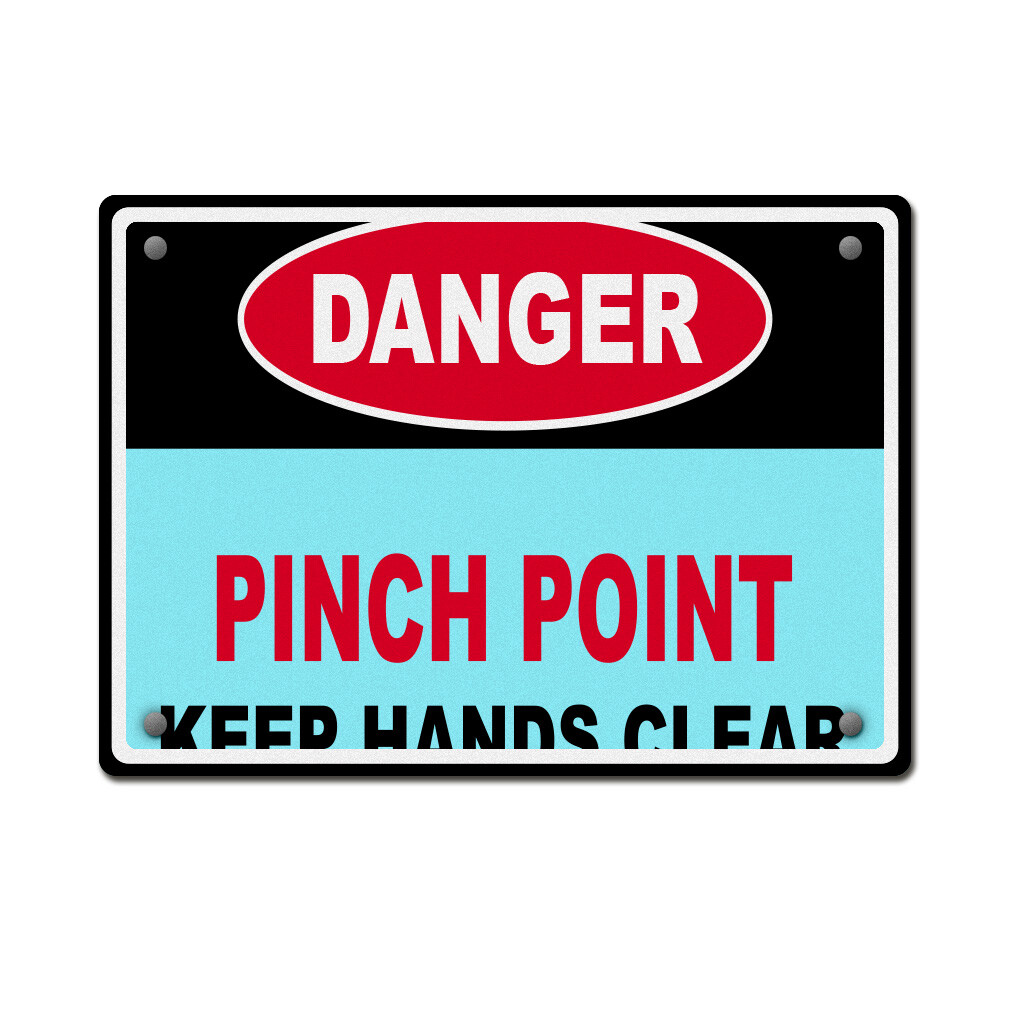 Aluminum Horizontal Metal Sign Danger Pinch Point Keep Hands Clear Hazard Labels