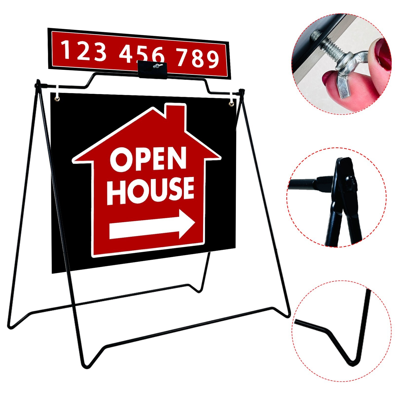 BLACK A Frame Metal Stand for OPEN HOUSE SIGN for Realtor 18&Prime;x22&Prime; 2 UNIT