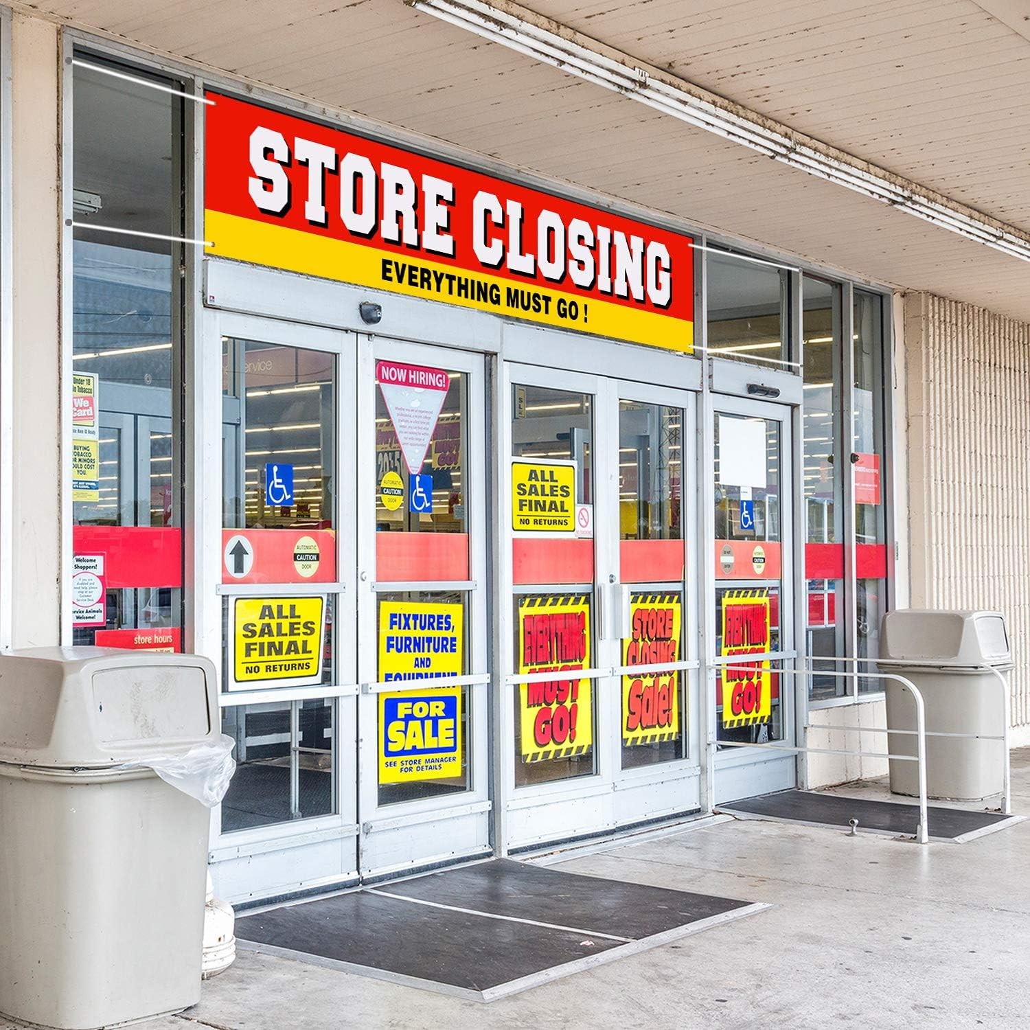 Large Store Closing Banner Everything Must Go Going Out of Business Sign Flag