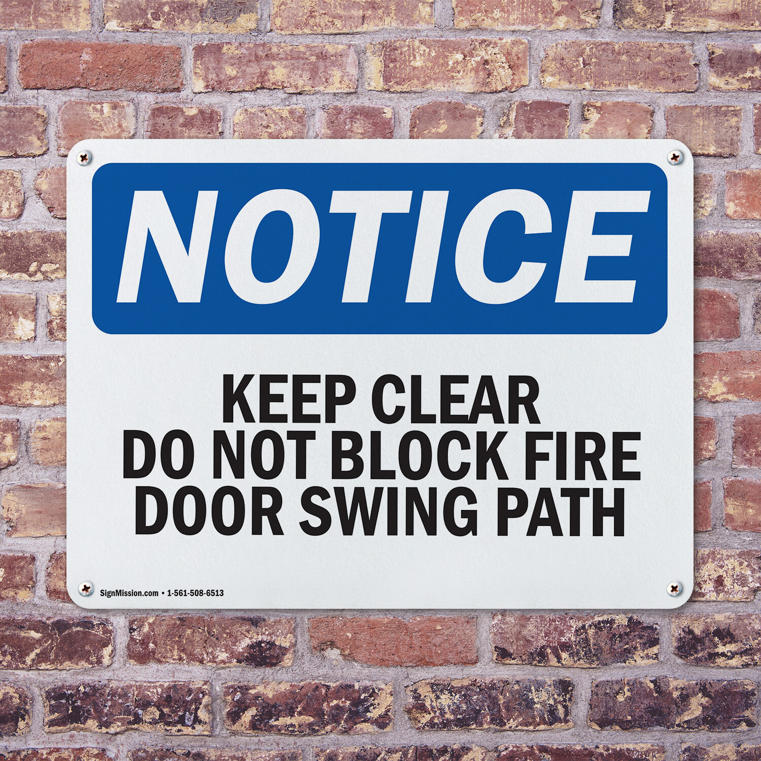 (2 Pack) Keep Clear Do Not Block Fire Door Swing Path OSHA Notice Sign Decal