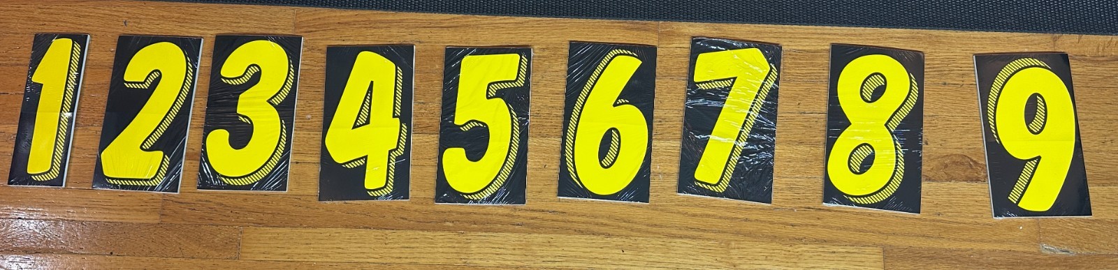 Complete Set of 7.5” Dealership Vinyl Numbers – Bold Yellow on Black – 96 Total