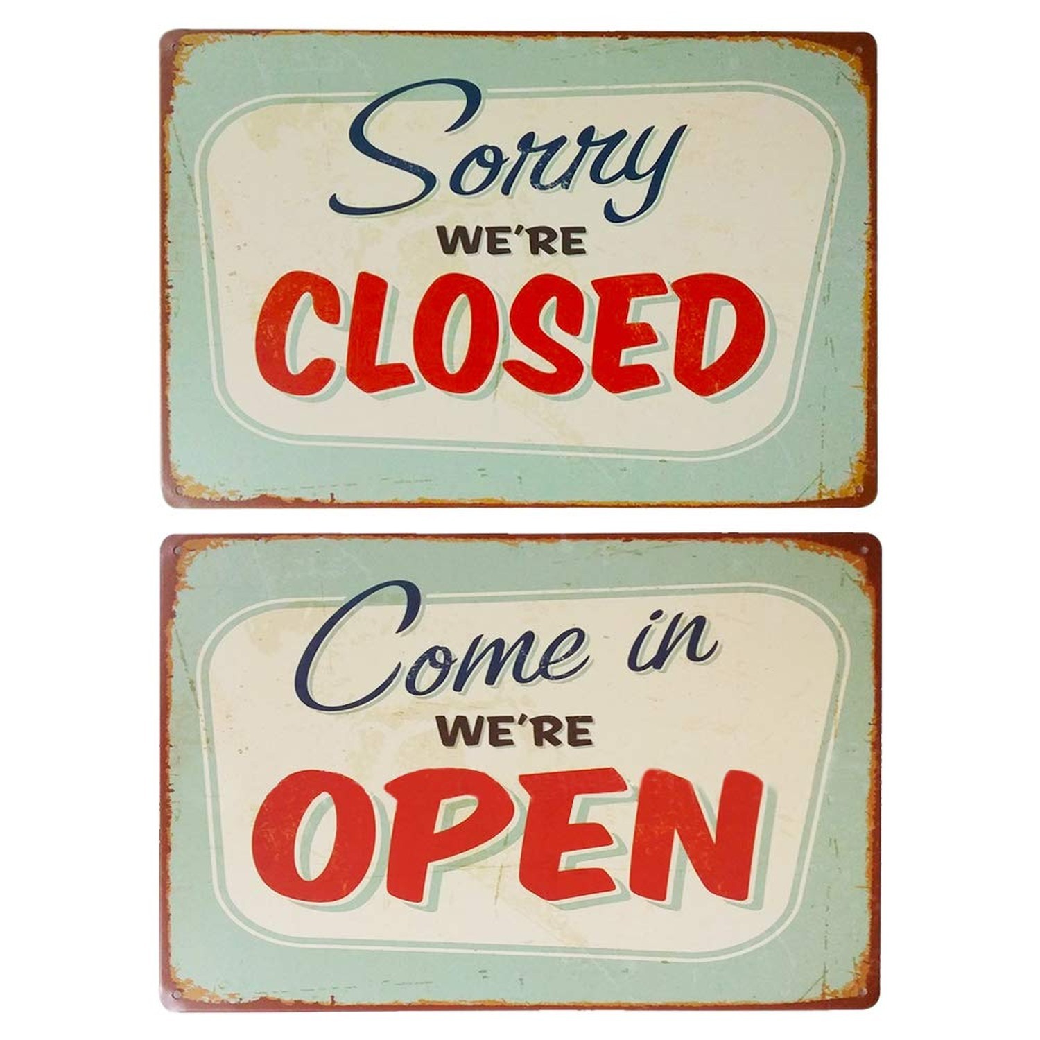 Come in We&rsquo;re OPEN, Sorry We Are Closed Metal Retro Tin Sign Vintage Plaque W…