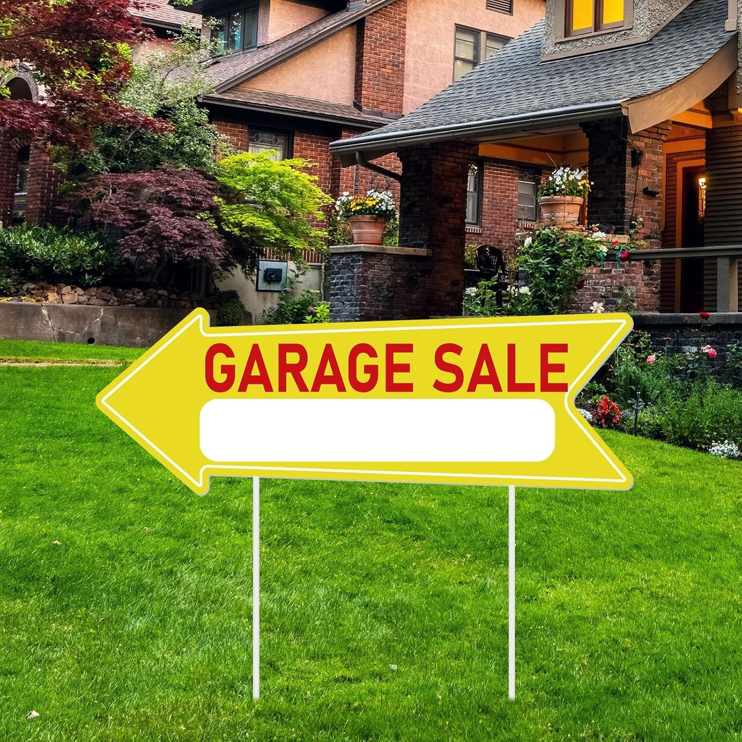 Large 17 x 6 Inch Garage Sale Arrow Signs with 12 Stakes – Instant Attention