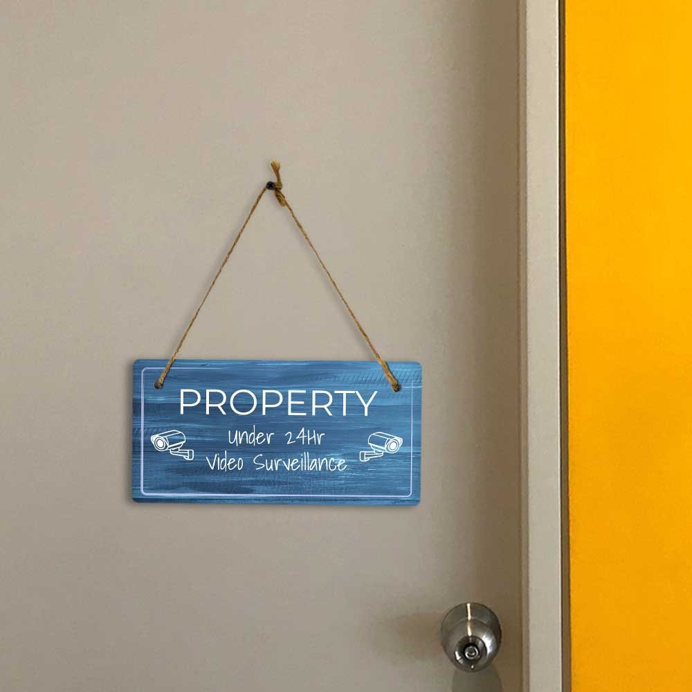 Security & Surveillance | Rustic Dark Blue Wood 5 x 10&Prime; Hanging Signs
