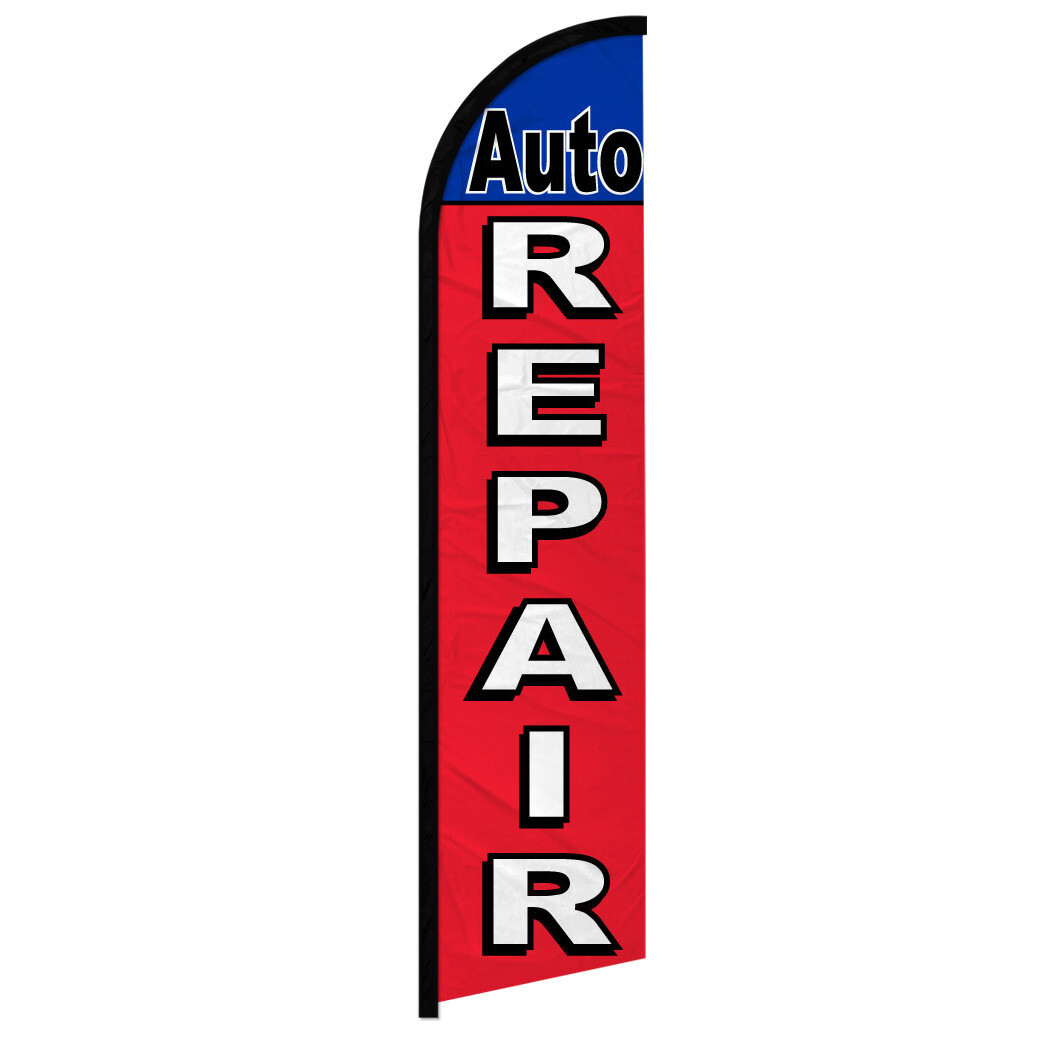 Auto Repair Windless Advertising Swooper Flag Mechanic Flag RED/BLUE