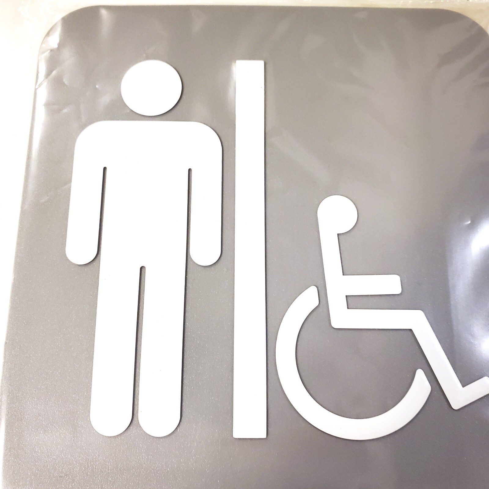 Gray Men&rsquo;s Restroom Bathroom Handicap ADA Accessible Braille Door Sign NEW!