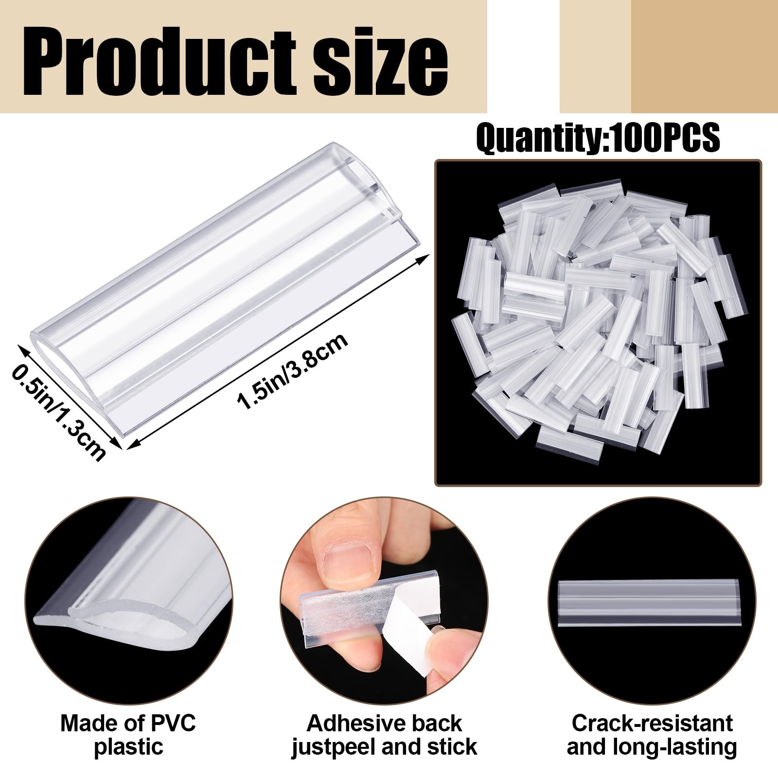 Weysat 100 Pcs Clear Adhesive Sign Clips on Labels Holder 1.5 Inch Menu…