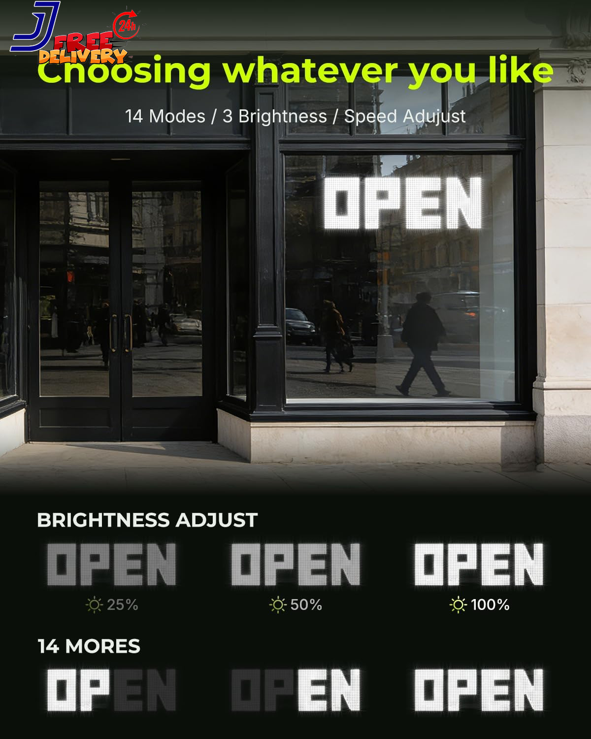43&Prime;X14&Prime; Large LED Open Sign Super Bright Open Signs for Business Dimmable Cafes