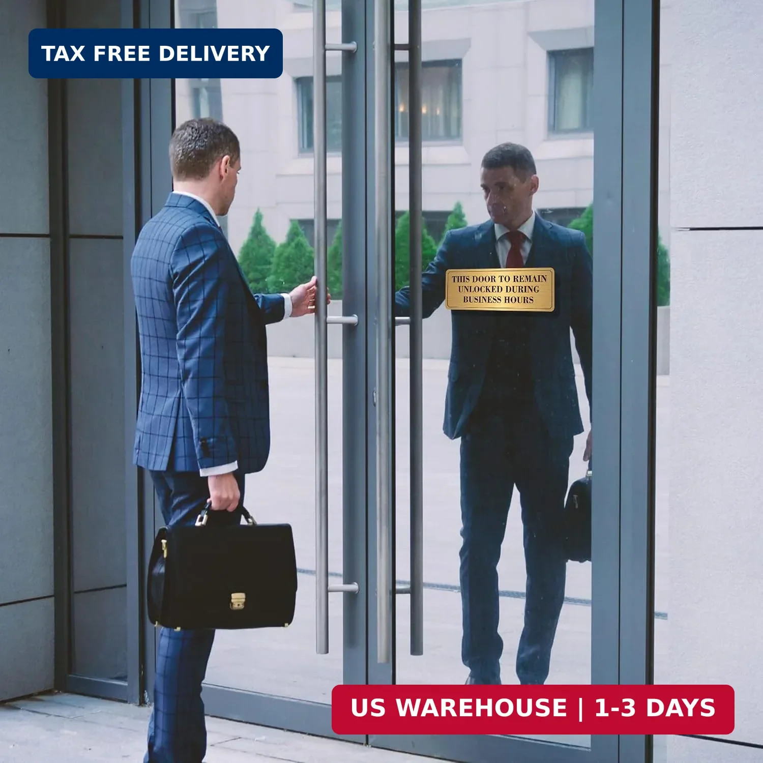 2PCS Door Must Remain Unlocked During Business Hours Sticker Sign，Self-Adhesive