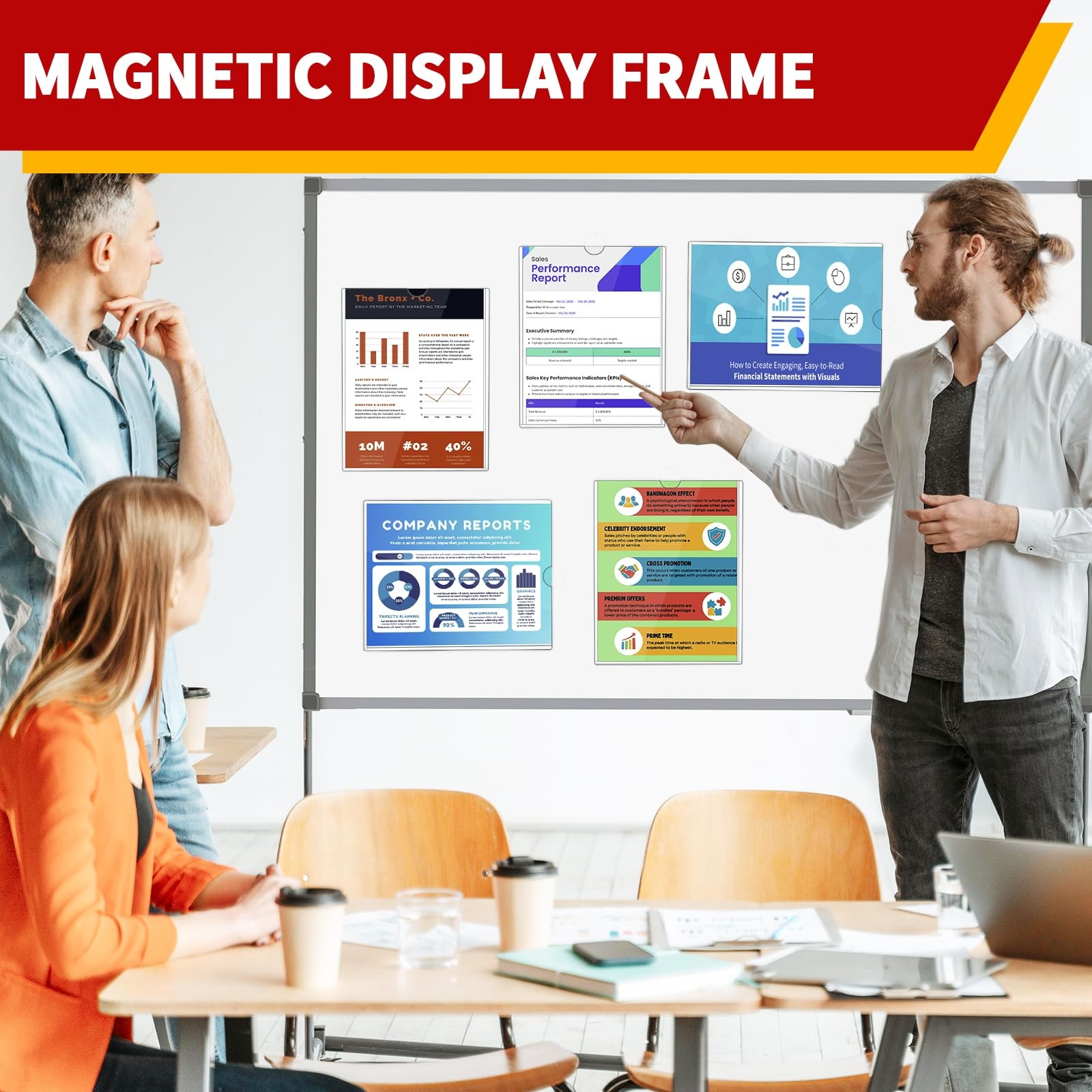 JR-MOV Magnetic Sign Holder 8.5 x 11 – Rigid Plastic x 11 inches, Clear