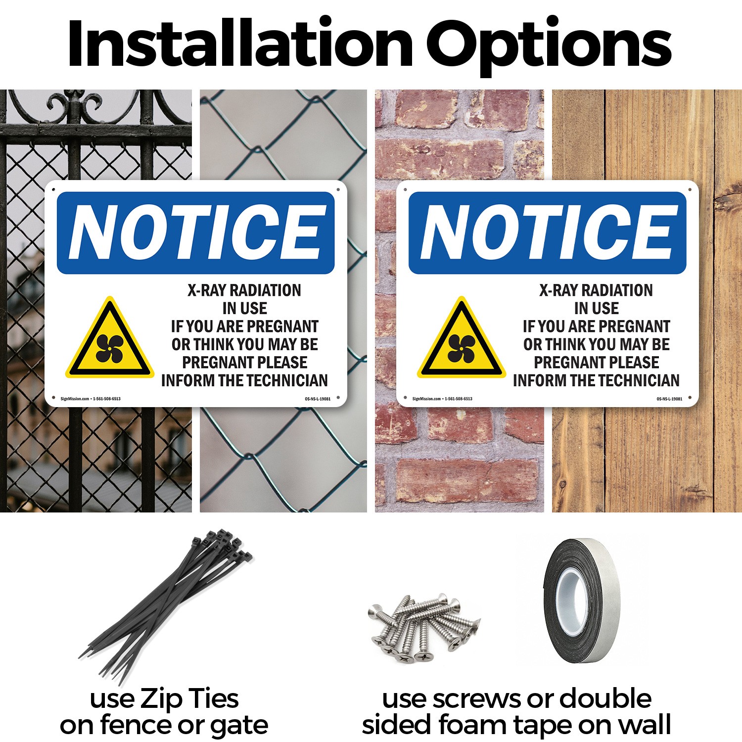 X-Ray Radiation In Use If You OSHA Notice Sign Metal Plastic, Decal 5 or 10 Pack
