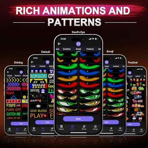 Programmable LED Car Eyes 15×4 Full Color Scrolling Text Sign Bluetooth APP