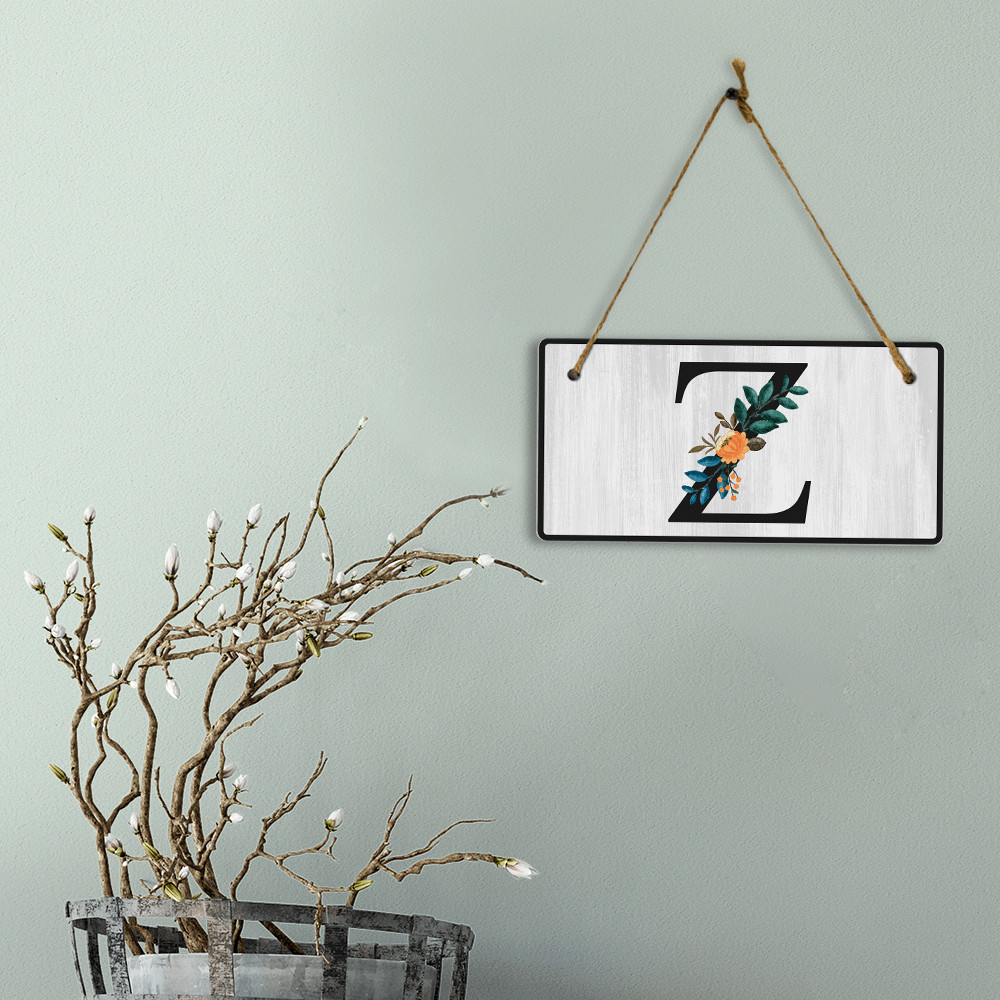 Z Flower Decor 5×10 Hanging Wall or Door Sign | Alphabet Letter Room Decoration