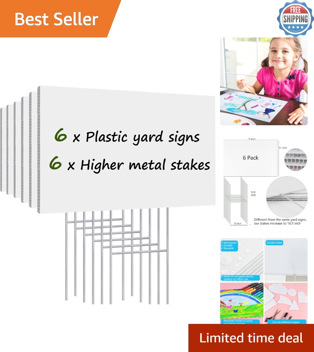 Weather-Resistant Yard Sale Signs – 6 Pack Double-Sided 17×12 for Promotions
