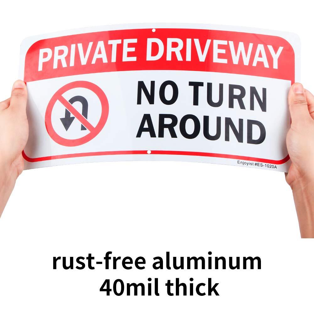 2Pack 14×7 Inch No Turn Around Driway Sign Aluminum Fade Resistant Driveway Sign