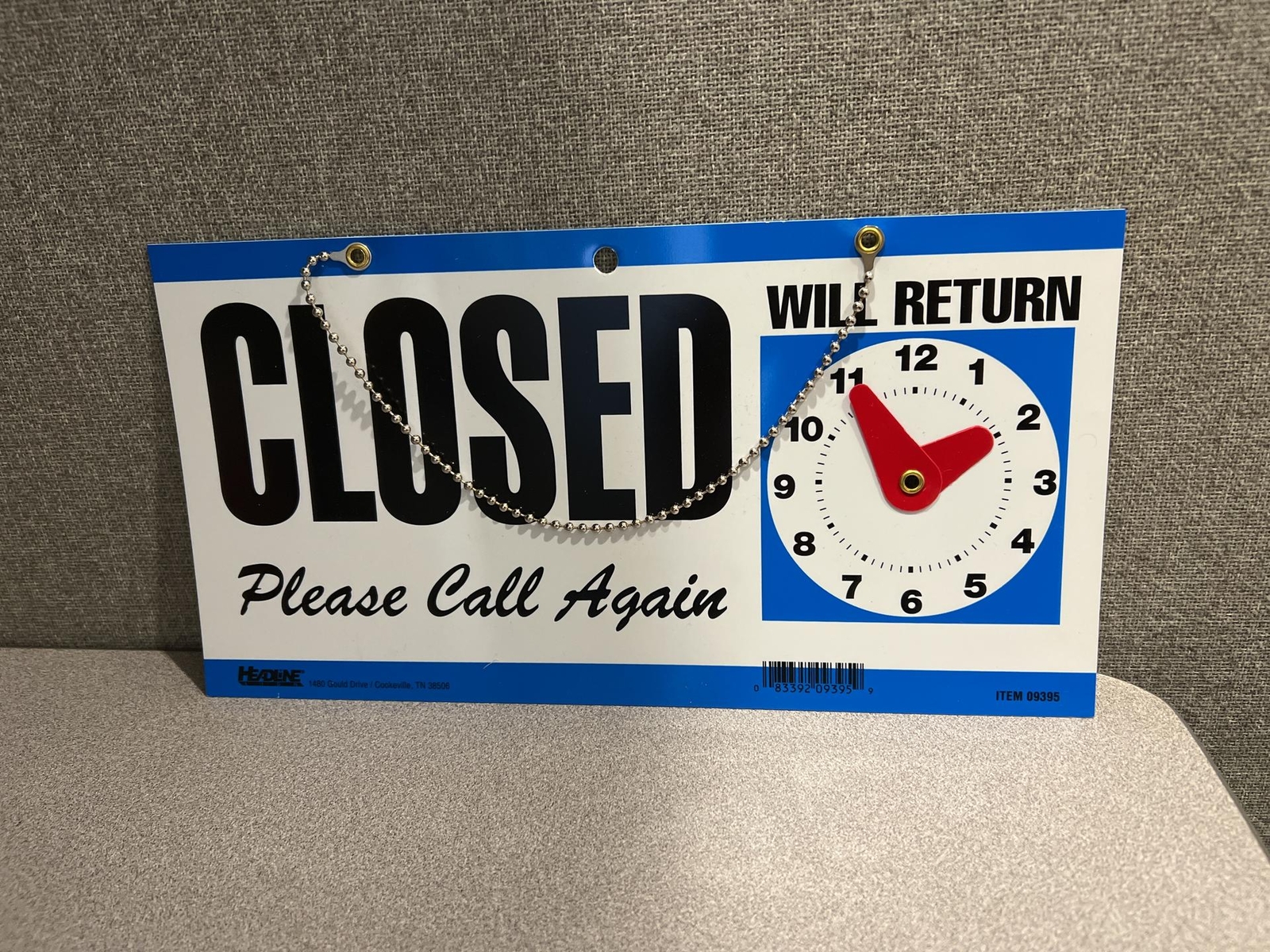 Double Sided « OPEN/CLOSED Please Call Again » w/ Chain sign 11.5 x 6