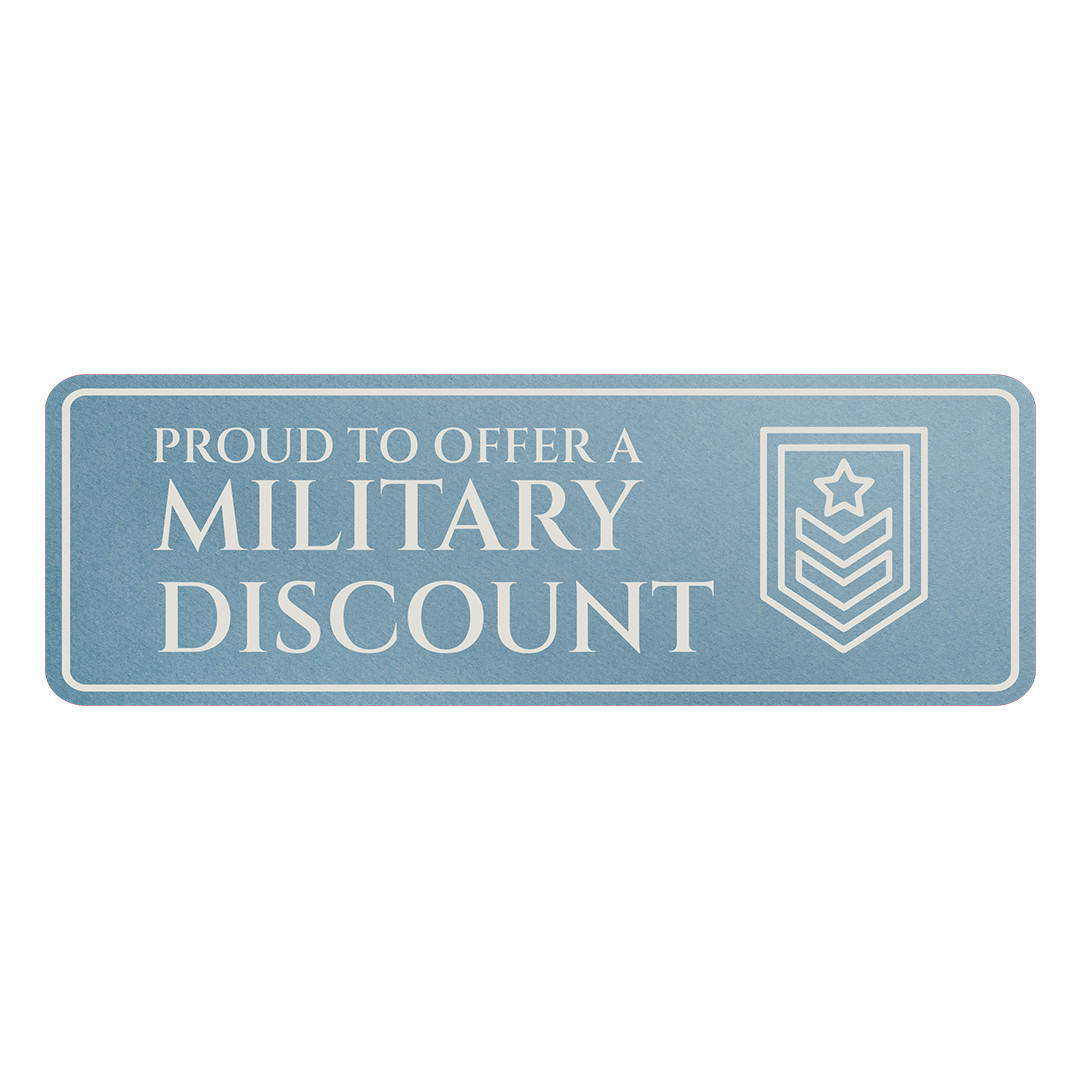Standard Plus Proud to Offer A Military Discount Wall or Door Sign