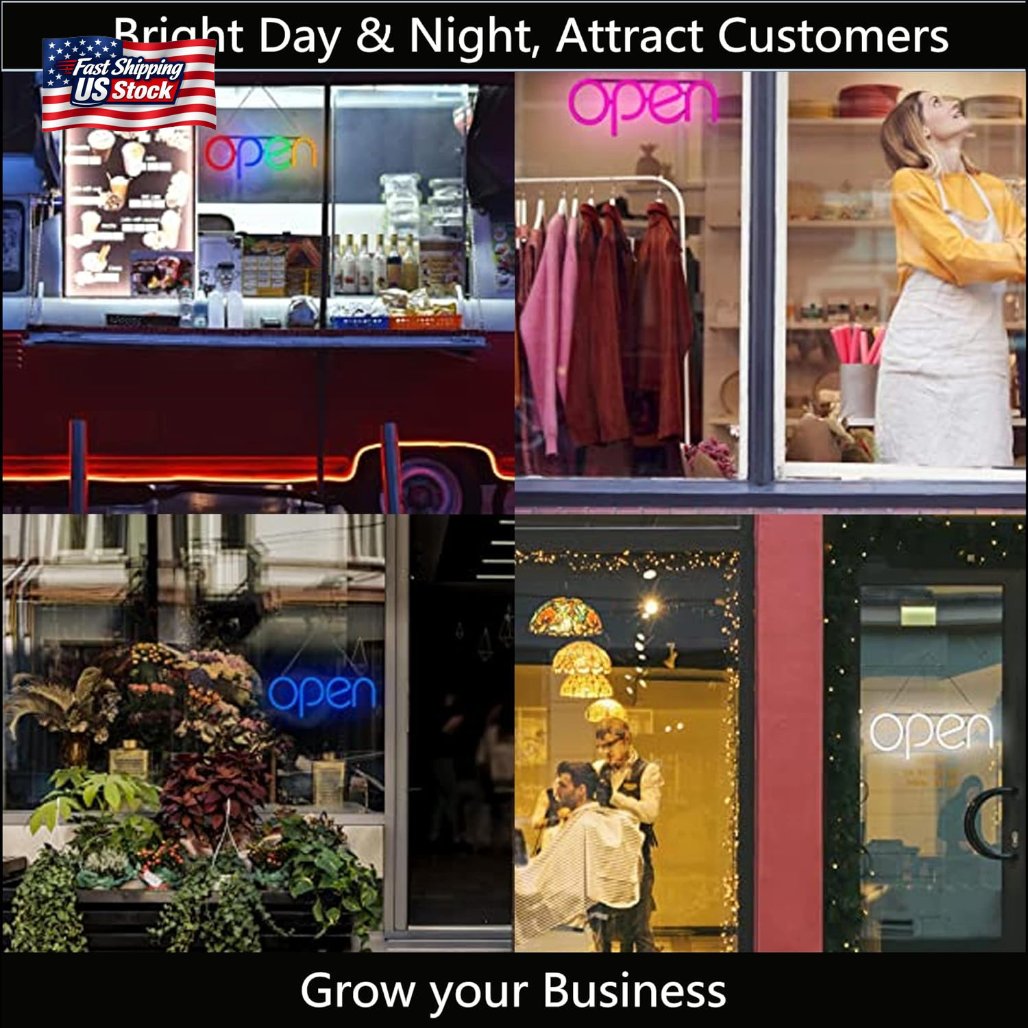 LED Open Sign,16X6 Inch Open Sign for Business,With Multiple Flashing Modes, Ide