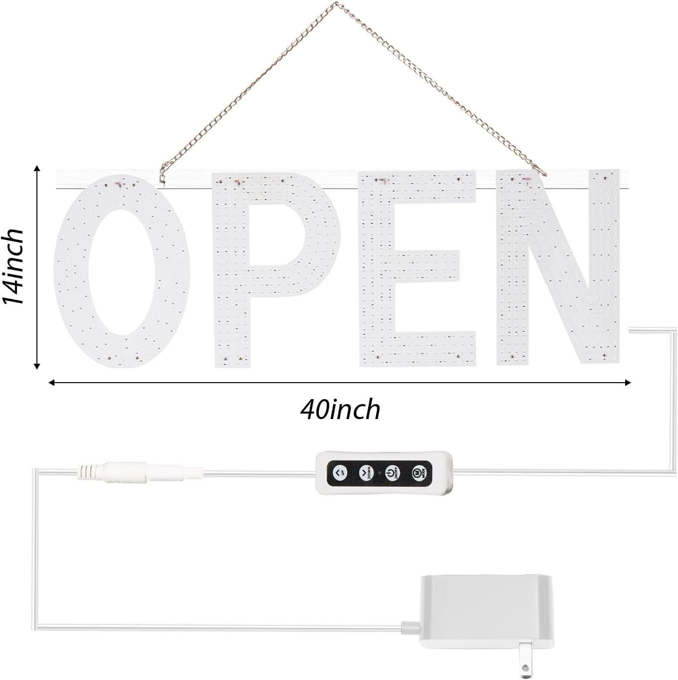 LED Open Sign for Business, 40&Prime;X14&Prime; Dimmable Brightness Large Electric Light up