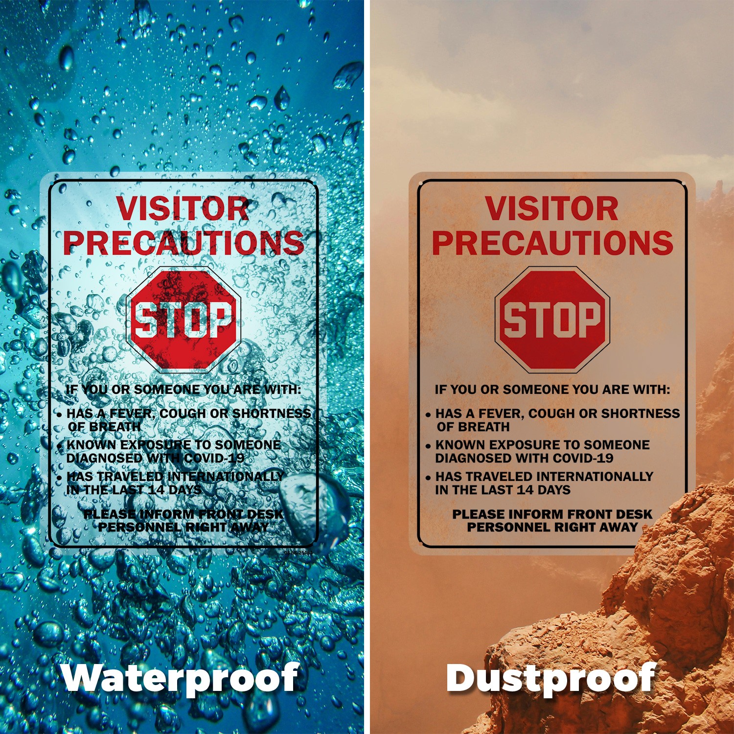 Stop Visitor Precautions Public Safety Sign Metal, Plastic, Decal 5 or 10 Pack