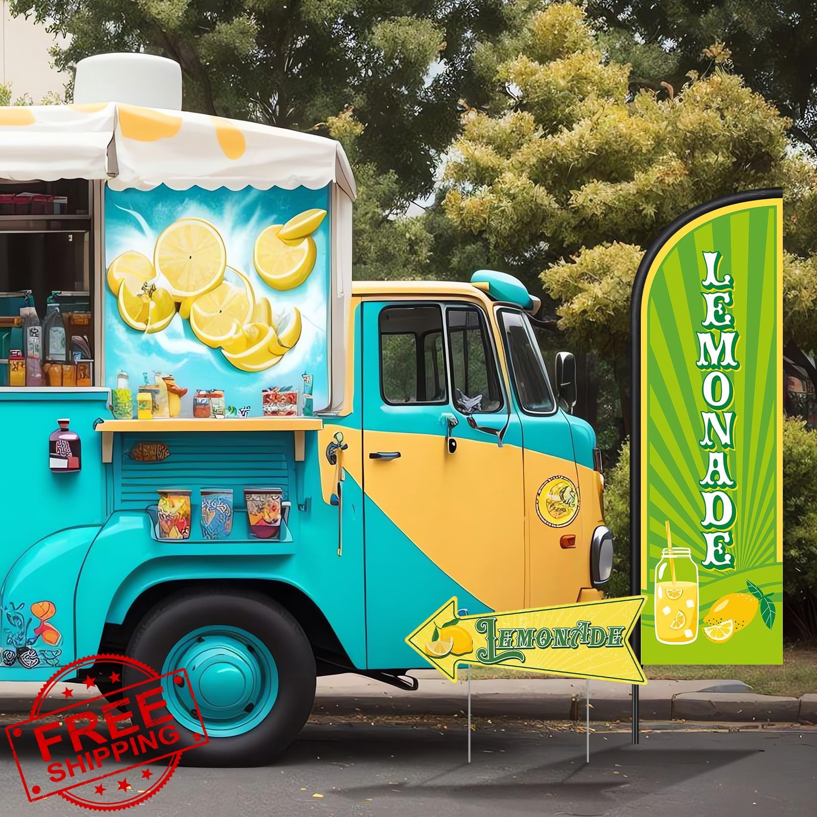 Hahafelt 3pc lemonade arrow sign + 1 flag kit