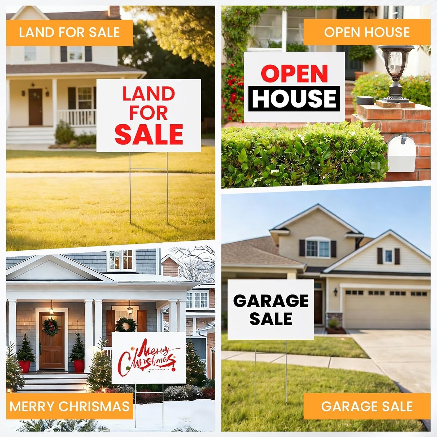 20 Pack Yard Signs with Metal Stakes 17×12 Inches Corrugated Plastic For Sale…