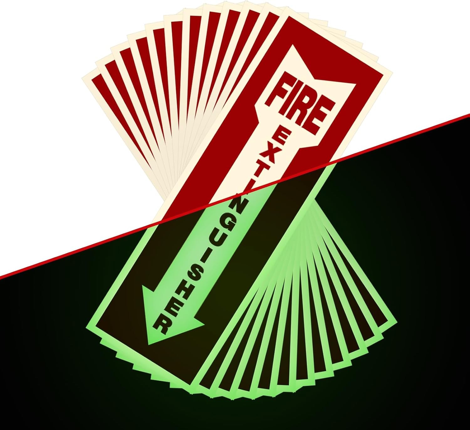 Fire Extinguisher Signs,Safety Sign Sticker glow in the dark 12 Pack 4&Prime; X 12&Prime; Du