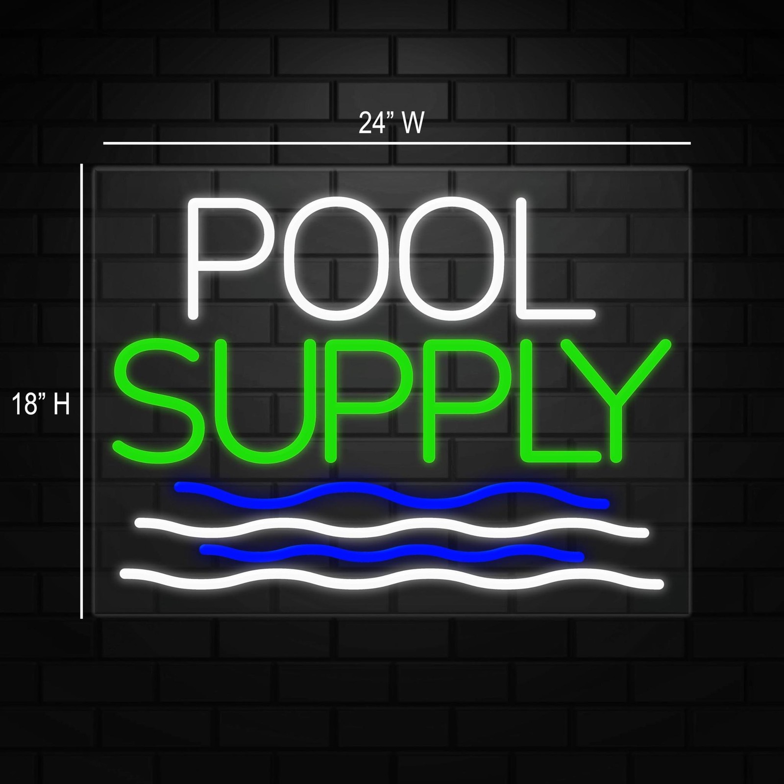 Pool Supply Neon Sign for Retail Displays | LED Flex Neon | 24&Prime;W x 18&Prime;H x 1&Prime;D
