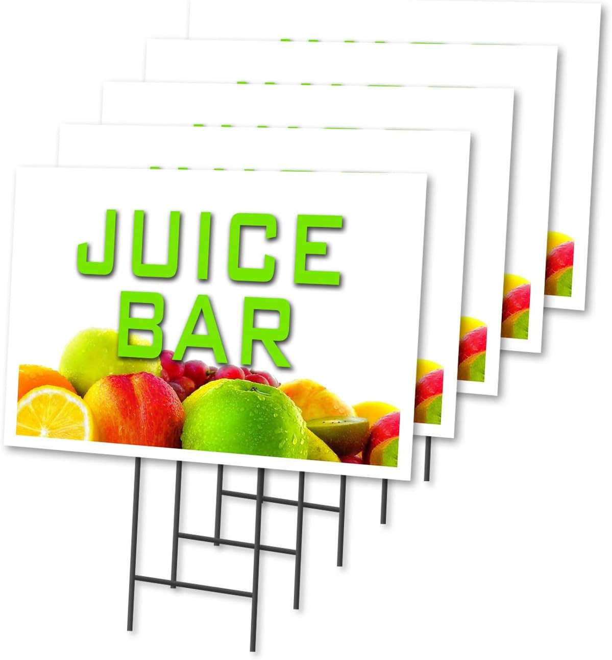 Juice BAR 5 Pack of 18&Prime; X 24&Prime; Yard Sign & Stake | Advertise Your Business | Stak