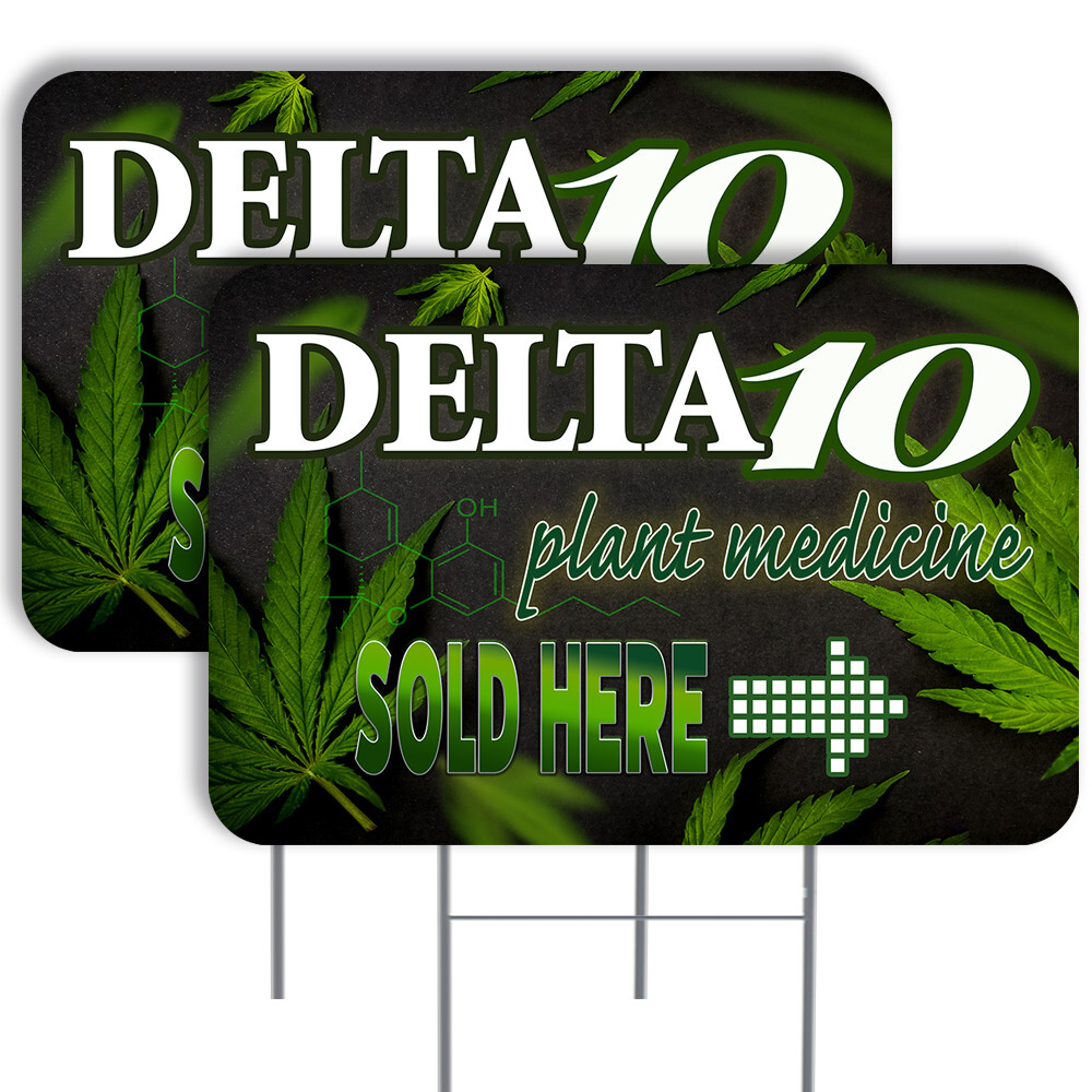 DELTA 10 2 Pack Double-Sided Yard Signs 16&Prime; x 24&Prime; with Metal Stakes (Made in Tex