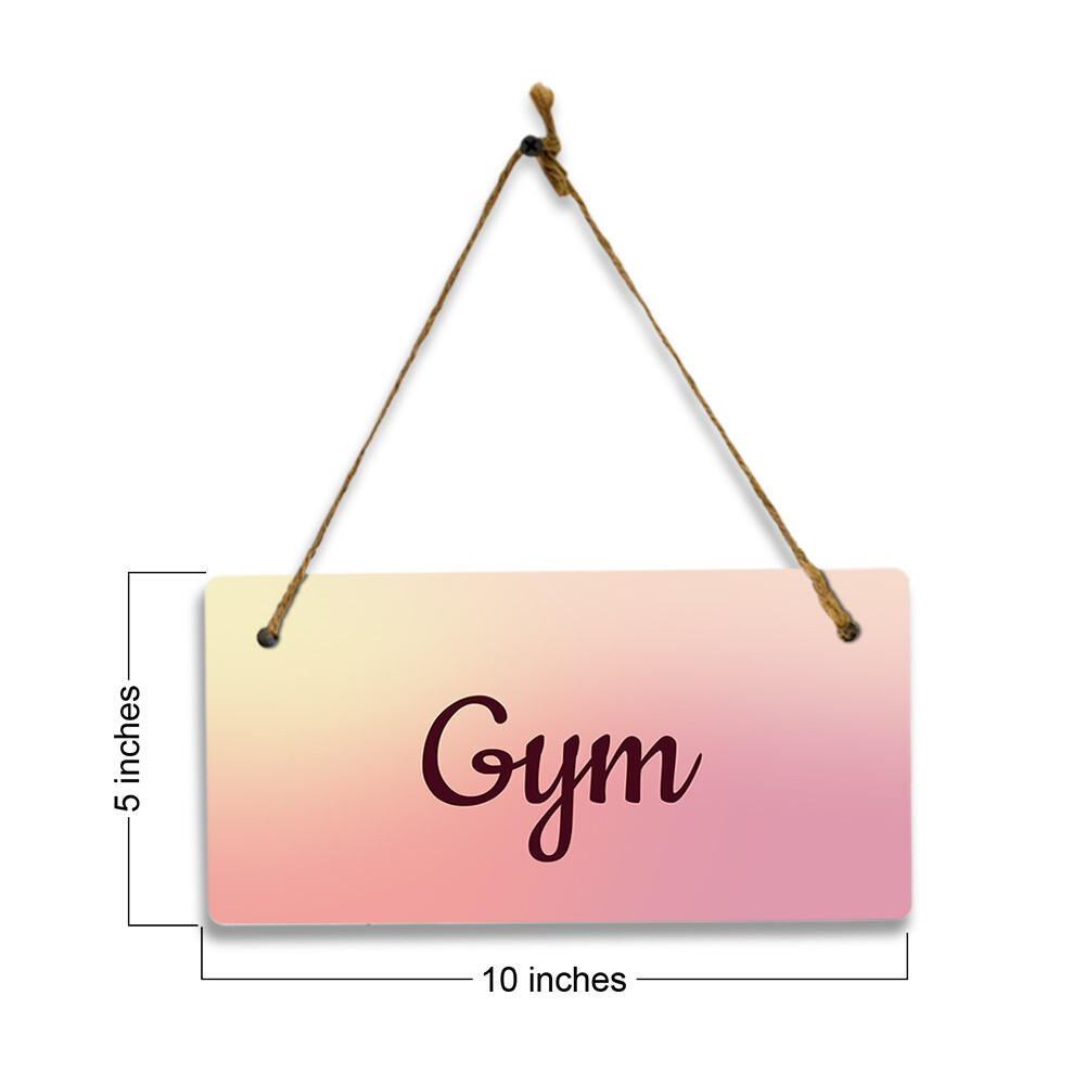 Gym 5×10 Hanging Plus Wall or Door Sign | Rustic Twine