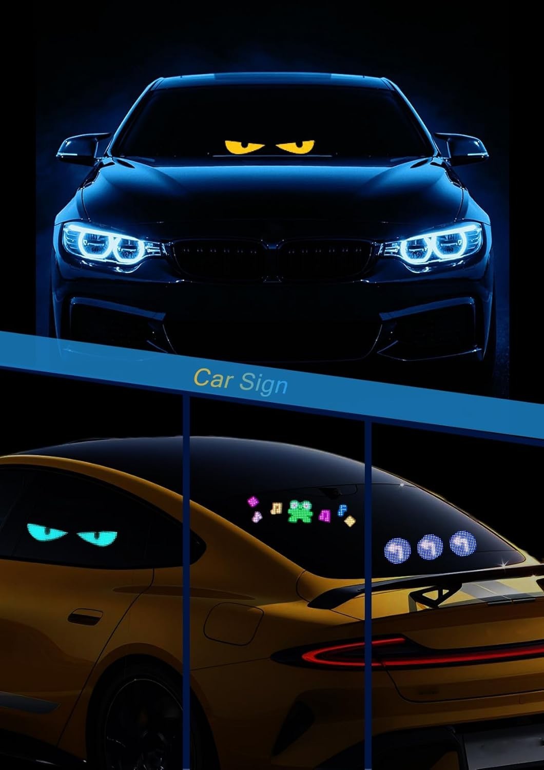 14 »x4 » Waterproof LED Custom Animation Eyes for Cars & Trucks – Remote Control