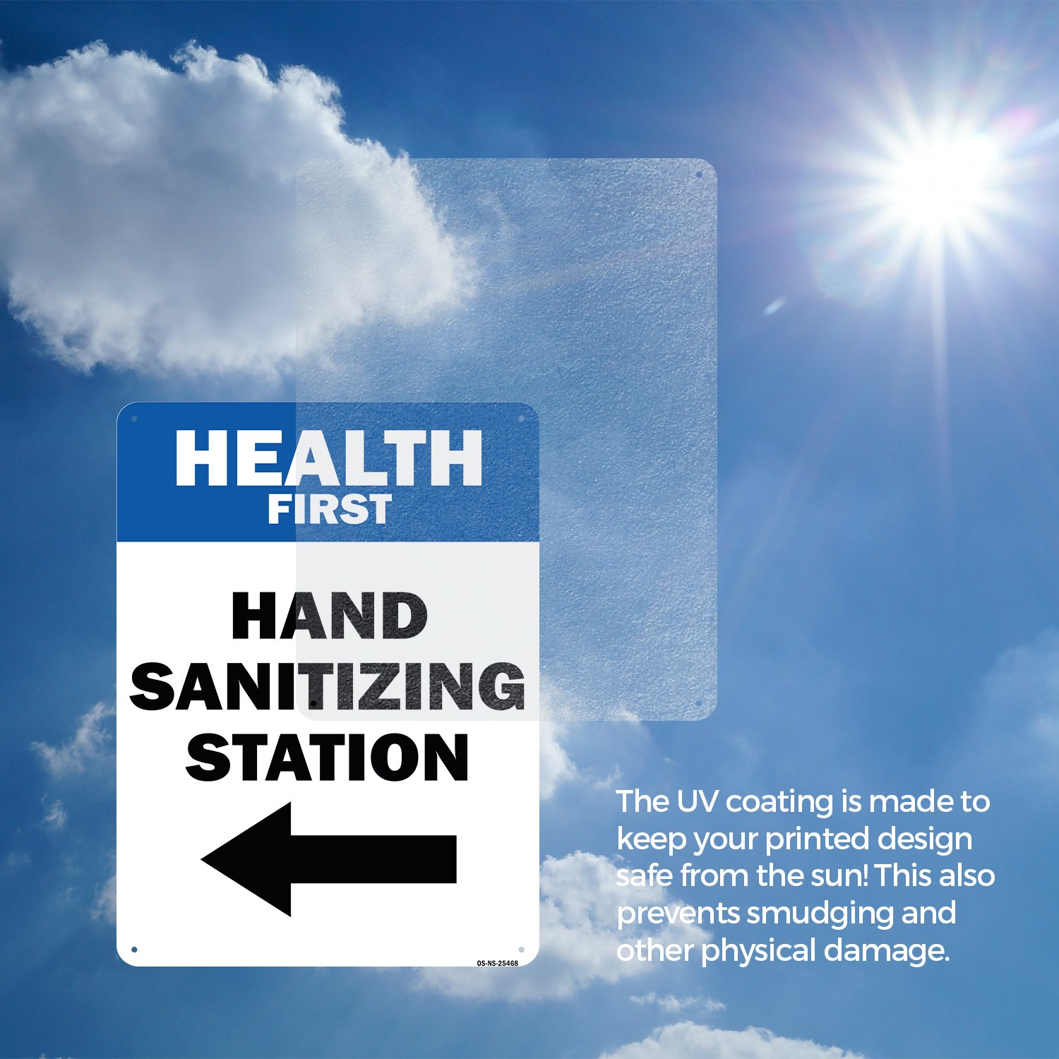 Health First Hand Sanitizing Station Left Arrow Public Safety Sign 5/10 Pack