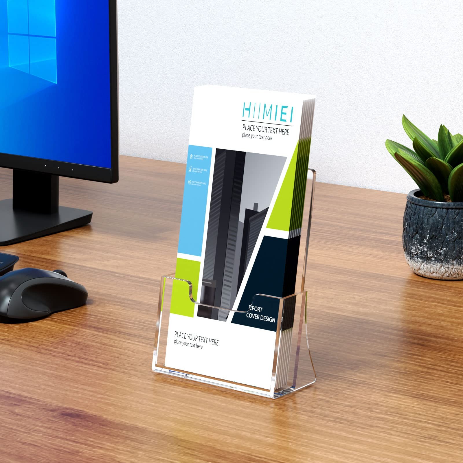 HIIMIEI Brochure Holder 8.5 x 5.5 inches, Acrylic Flyer 8.5 »x5.5 », Clear