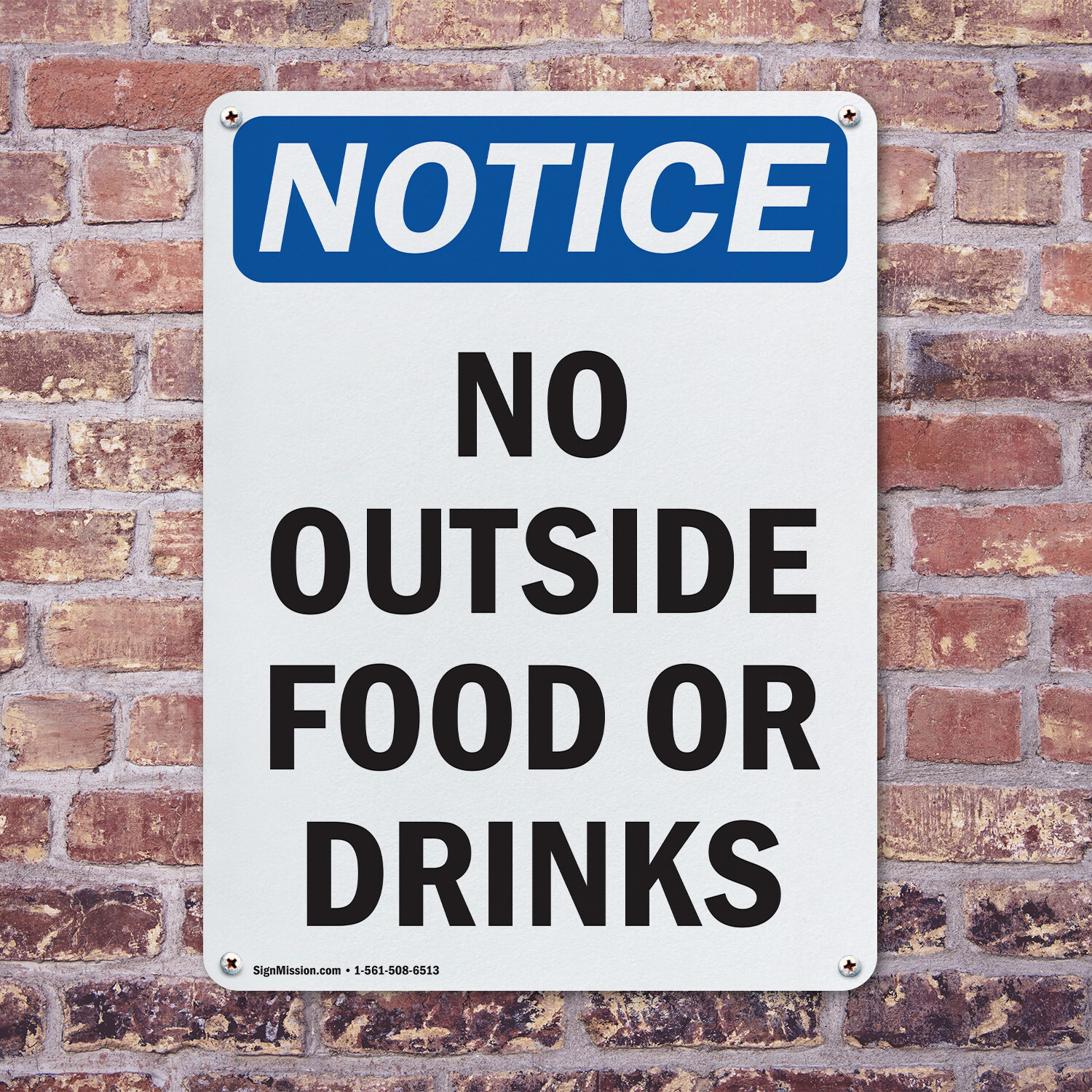 (2 Pack) No Outside Food Or Drinks OSHA Notice Sign Decal Metal Plastic
