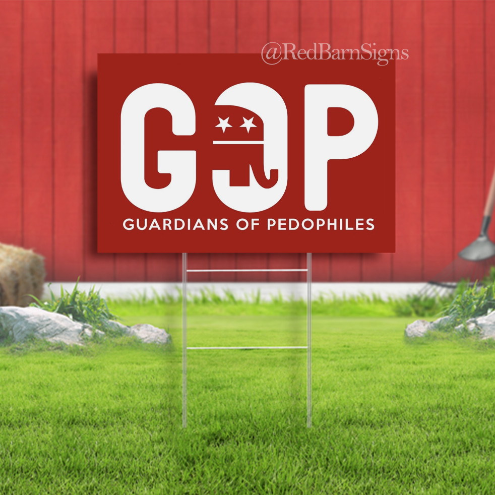 Guardians of Pedophiles Indoor Outdoor Yard Sign with metal stakes