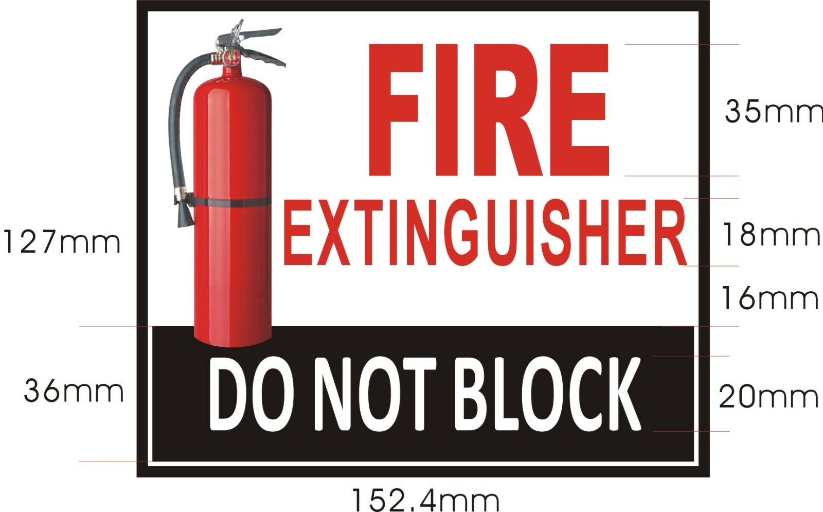 FIRE Extinguisher DO NOT Block Sign (Aluminium, Silver 5X6, double sided tape)