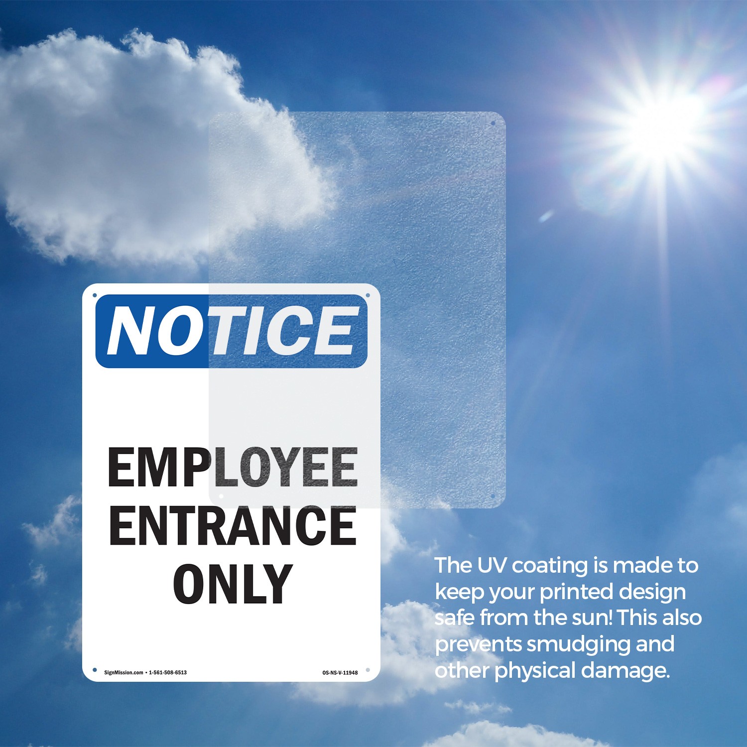 Employee Entrance Only OSHA Notice Sign Metal, Plastic, Or Decal – 5 or 10 Pack