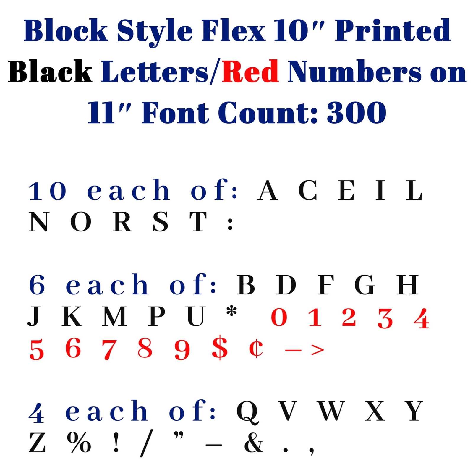 Changeable Outdoor Sign Flexible Letters – Block Style – 10&Prime; on 11&Prime; Black Letter