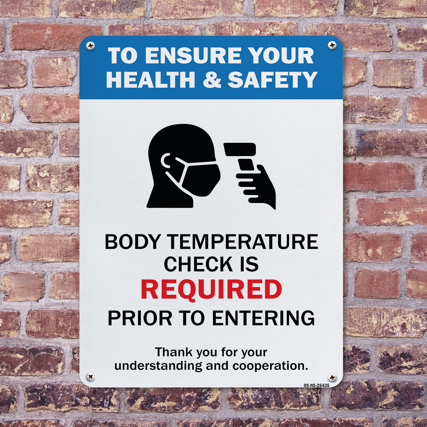 Body Temperature Check Is Required Public Safety Sign Or Decal – 5 or 10 Pack