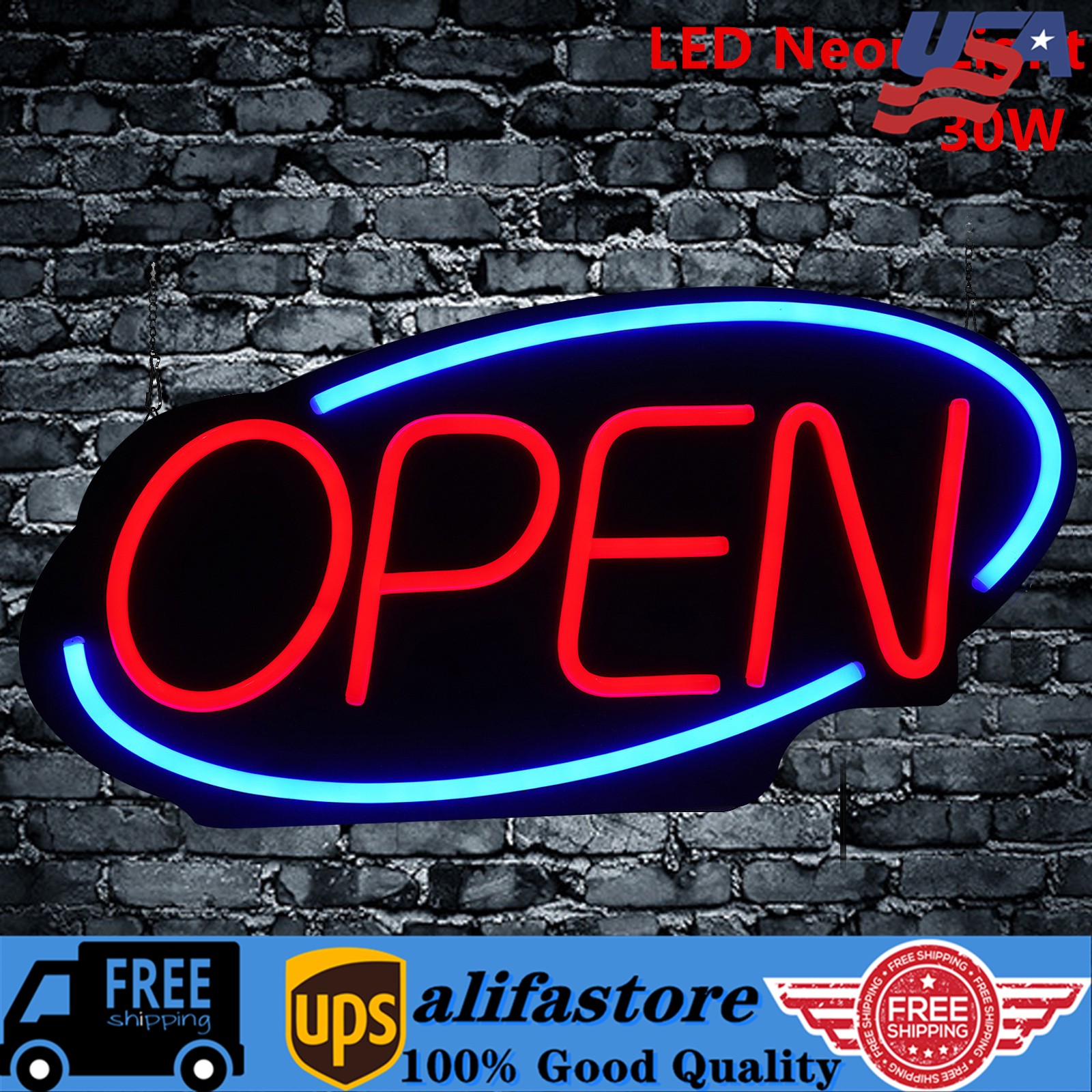 LED Open Sign Bright Neon Light Large for Restaurant Bar Pub Shop Store Business