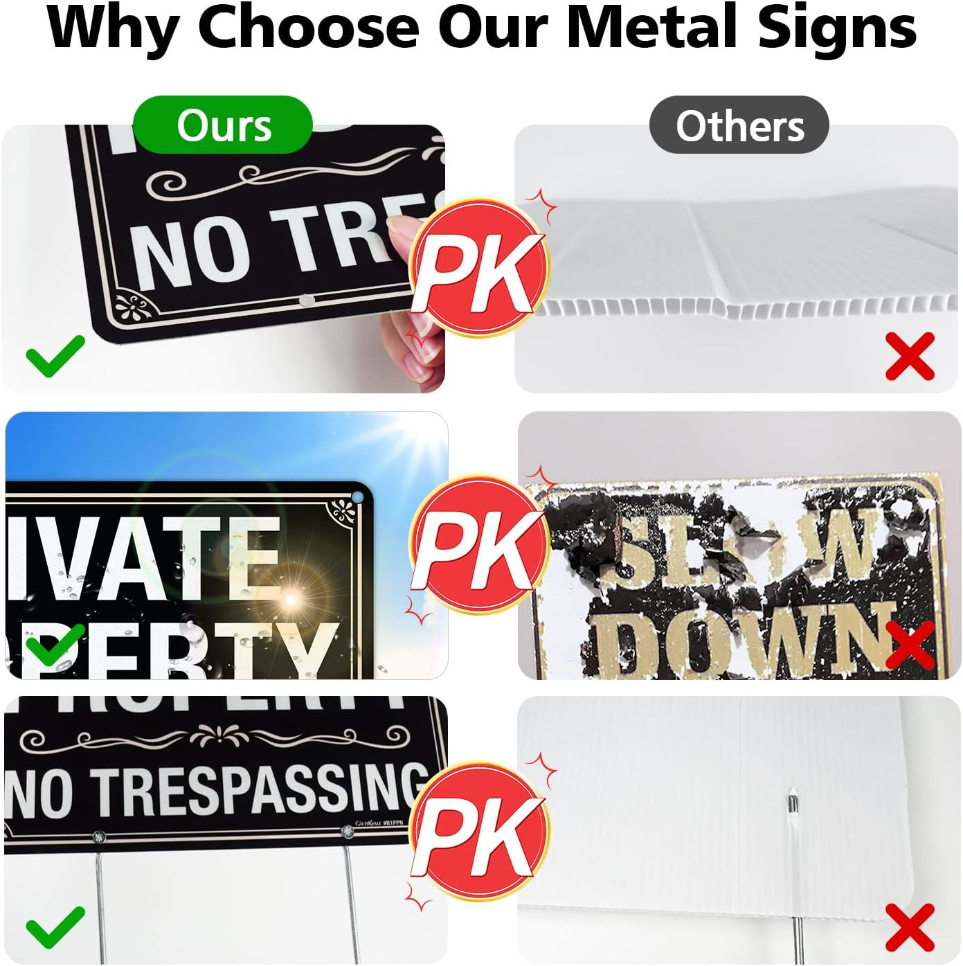 3 Pack No Trespassing Signs Private Property Sign 12×8 inches, 12&Prime;×8&Prime; 3