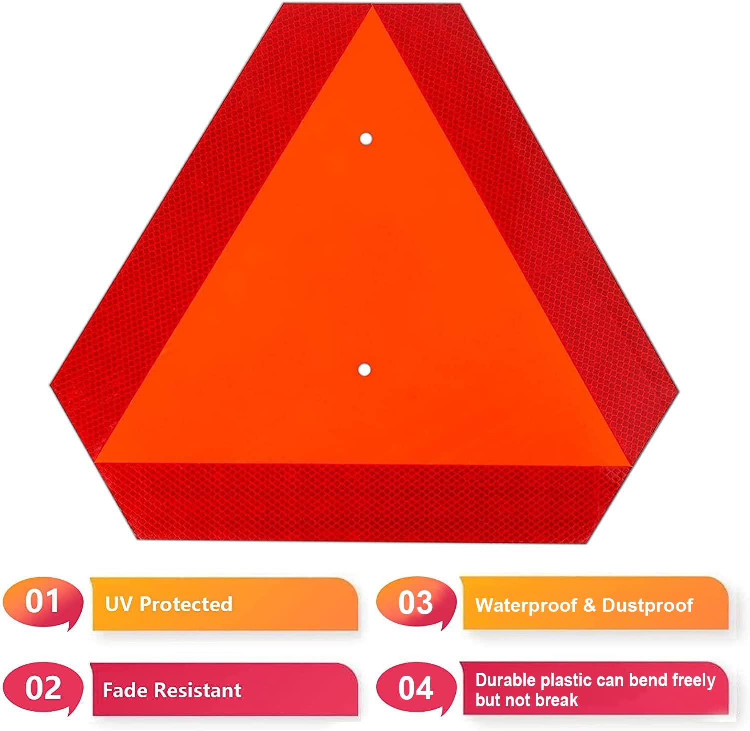 3-Pack Reflective Slow Moving Vehicle Signs, 14&Prime;x16&Prime; Triangle Safety Markers for