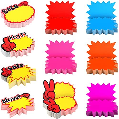 500 Pcs Burst Sign Blank Paper Price Tags for Retail Garage Market