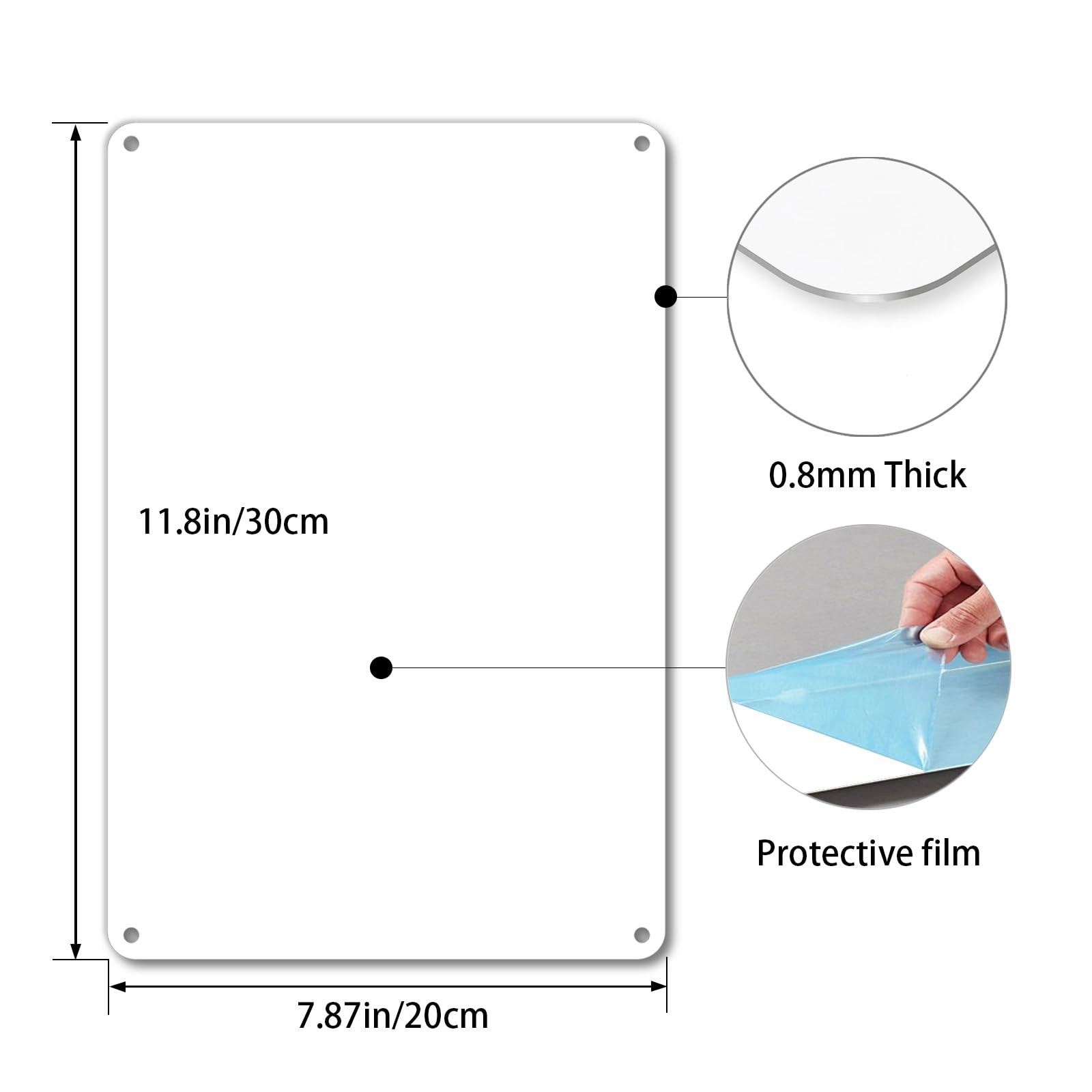 1 PCS White Metal Sign Blanks Reflective Rust Free Aluminum 12×8 Inch