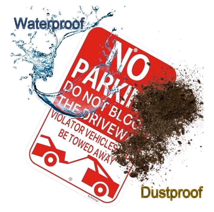 2 Pack Large No Parking Sign, 18 x 12 Inches Do Not Block Driveway Sign, Metal